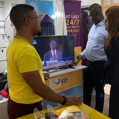 all on staff engaging with lumos nigeria agents at one of their outlets in ekiti state