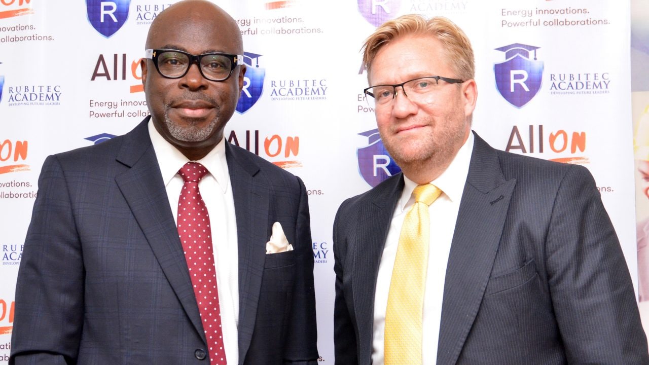 Bolade Soremekun CEO of Rubitec Solar (L) and Dr Wiebe Boer CEO of All On (R)