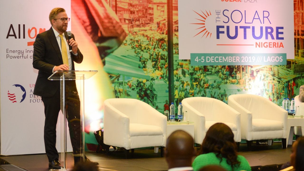 Wiebe Boer introducing the first session at the Solar Future Conference 2019