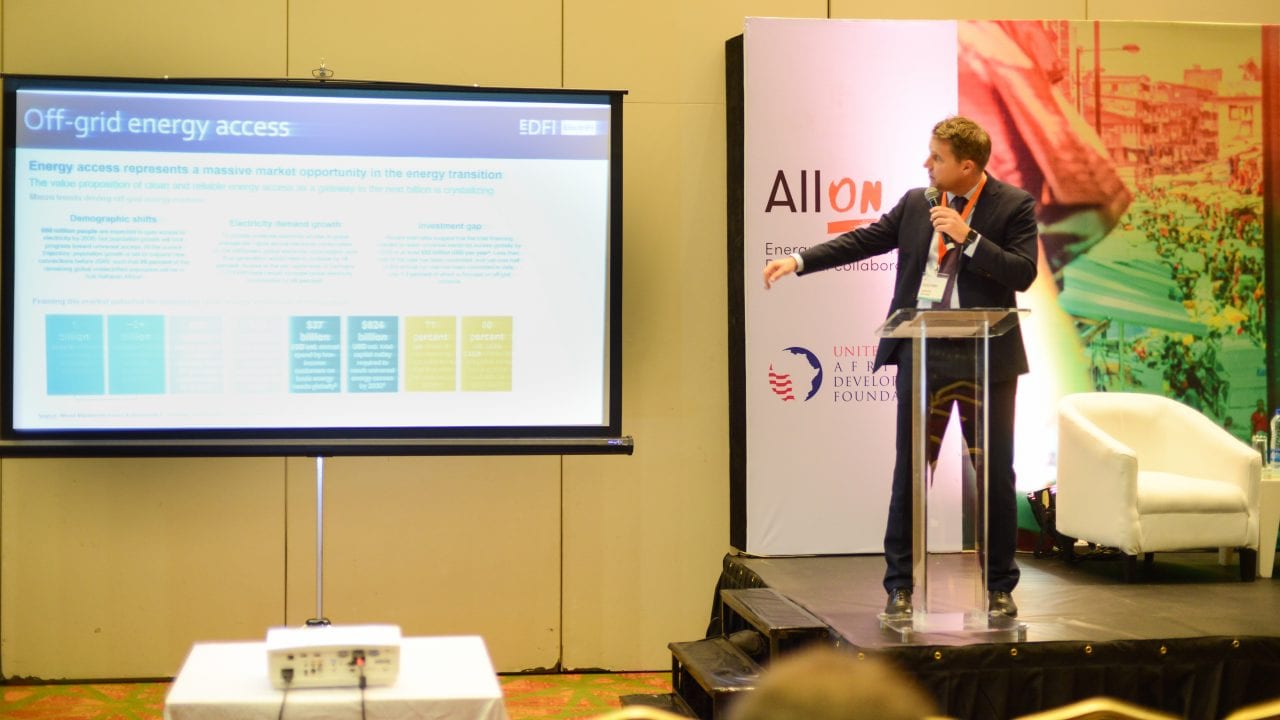 Quentin Antoine making a presentation at the Solar Future Conference Day 1