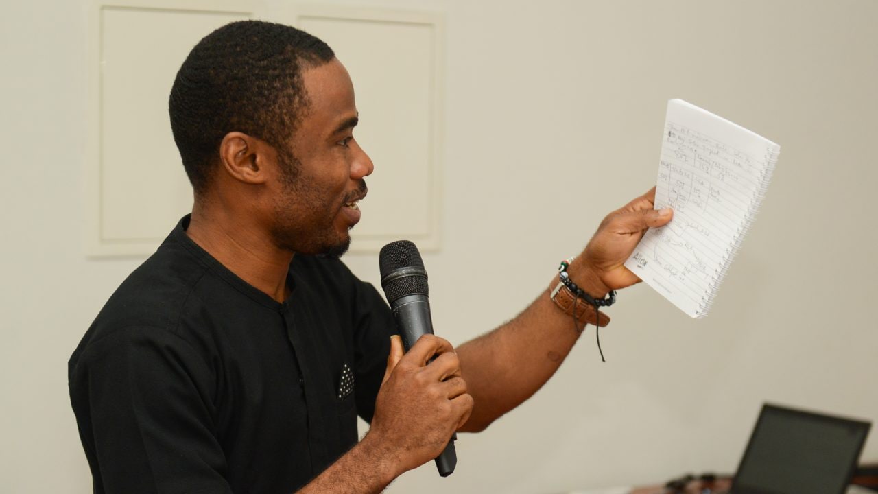 Donald Ofoegbu asking a question at the event