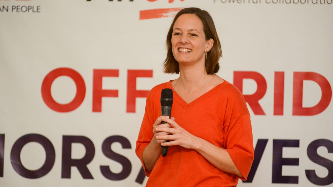 Maikka Friedman giving the investment update from the Shell New Energies team