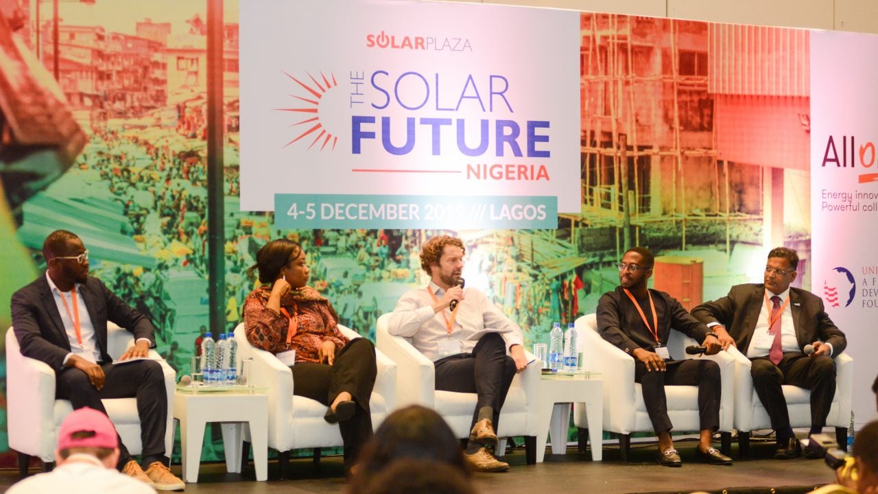 R-L- M.K Balaji, Bankole Cardoso, Thomas Duveau, Ify Malo. GOGLA Representative