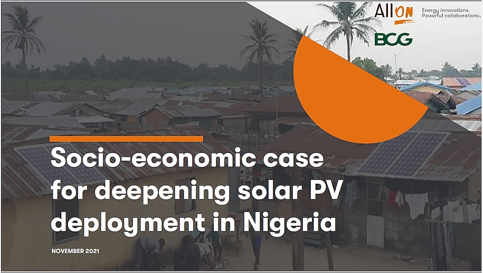 Socio Economic Case For Deepening Solar PV Deployment in Nigeria - November, 2021