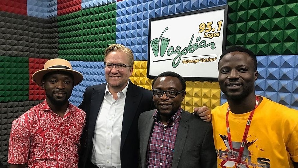 Dr. Wiebe Boer, Andrew Echono and members of the NigeriaInfoFm staff (2)
