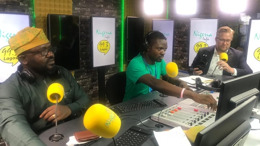 Bankole Oloruntoba (R) , Mr Dipo and Wiebe Boer (L)