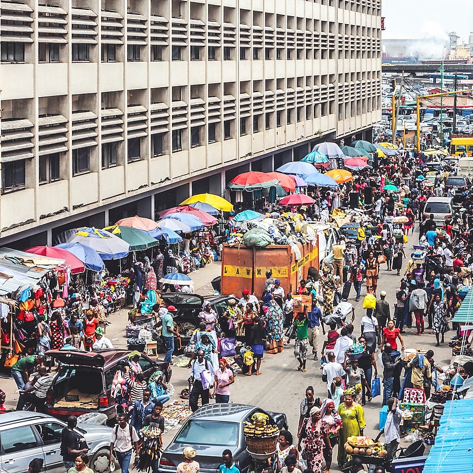Lagos downtown market streets.